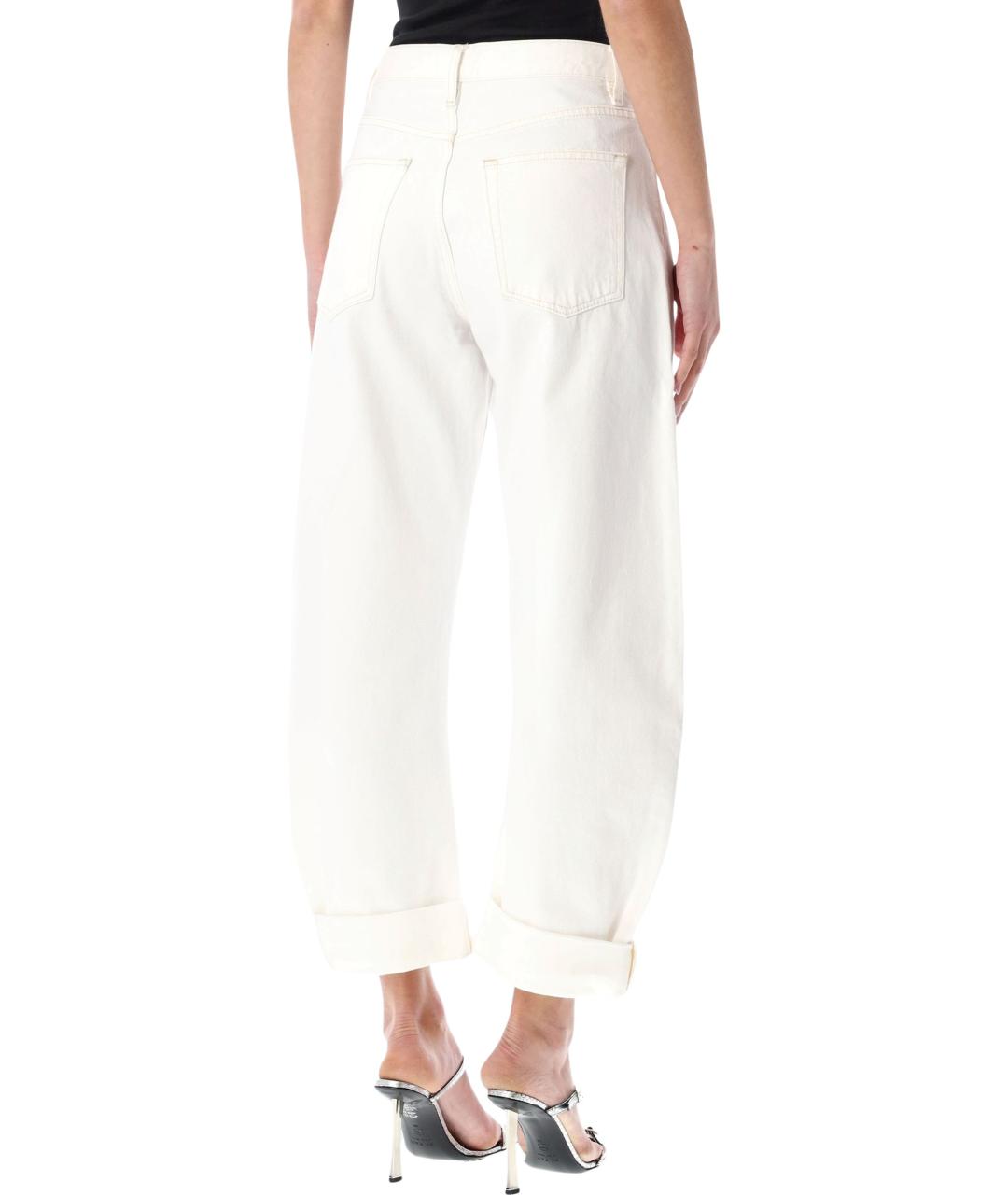 FRAME Белые хлопковые прямые джинсы, фото 2