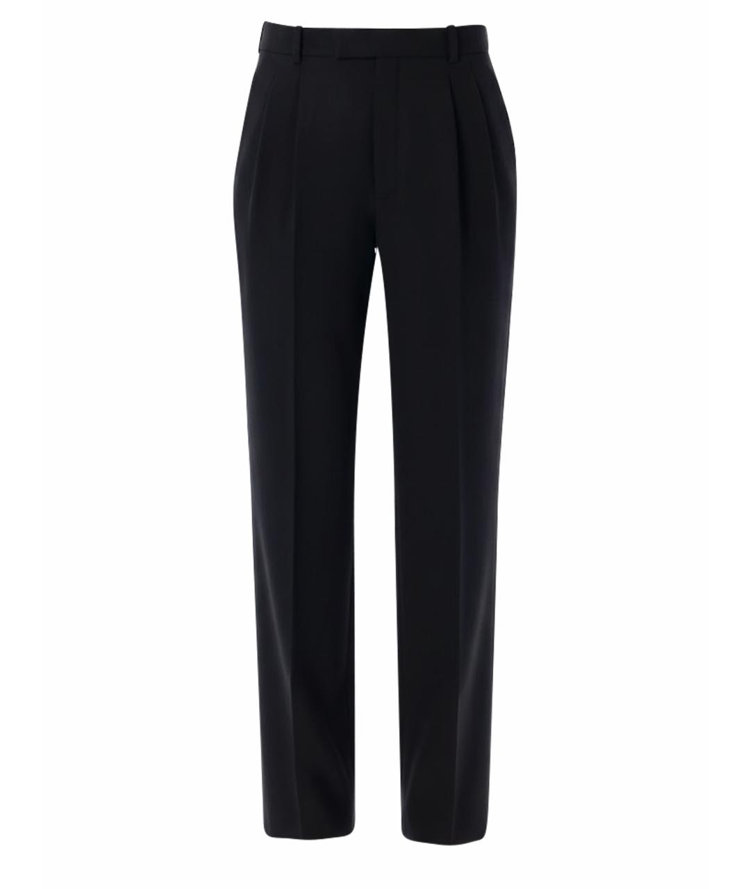 SAINT LAURENT Черные шерстяные прямые брюки, фото 1
