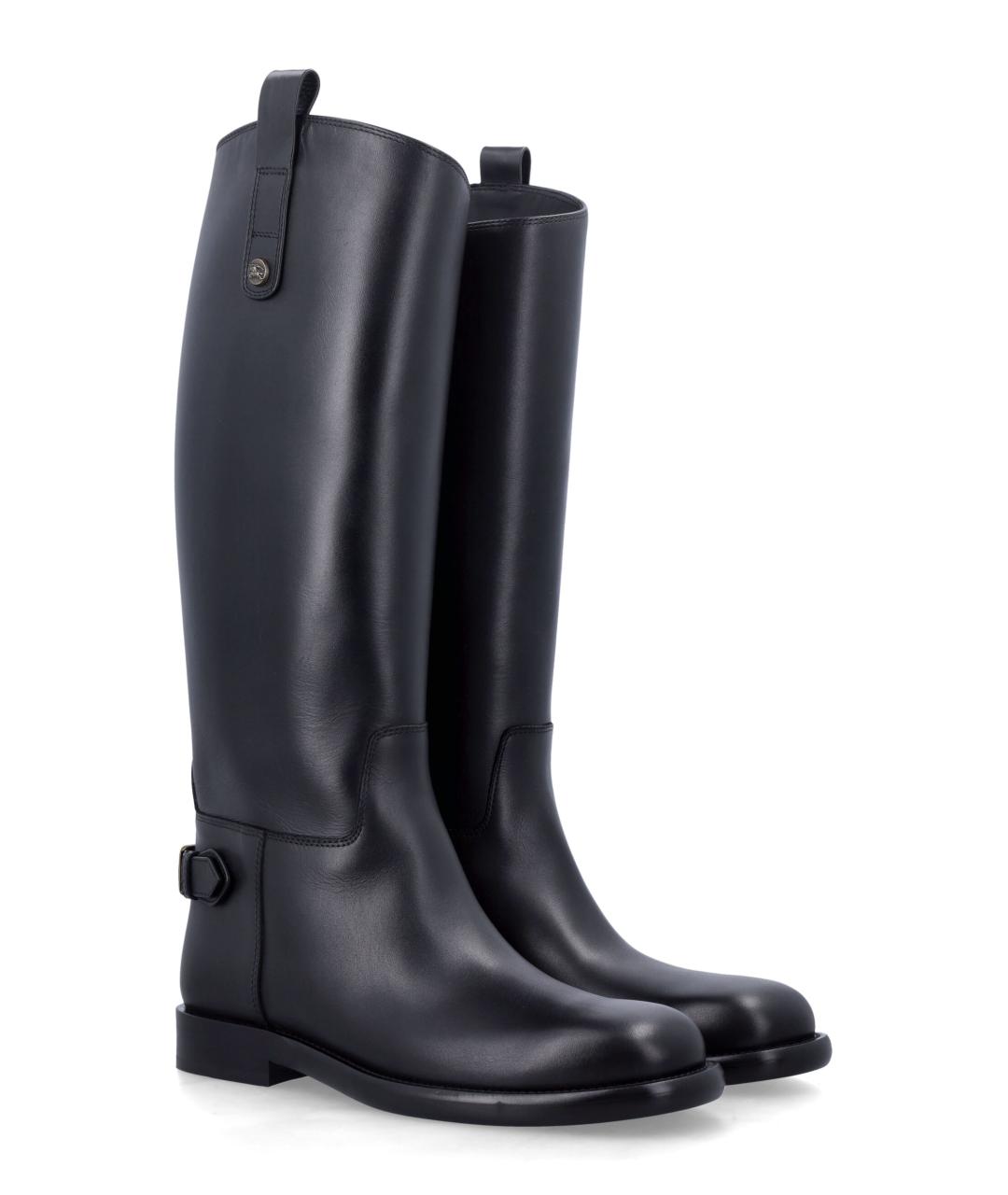 BURBERRY Черные кожаные сапоги, фото 2