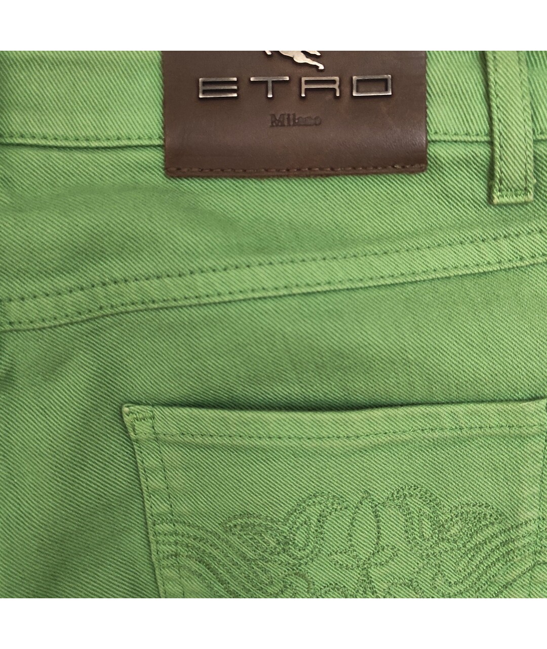 ETRO Зеленые хлопко-эластановые джинсы слим, фото 6