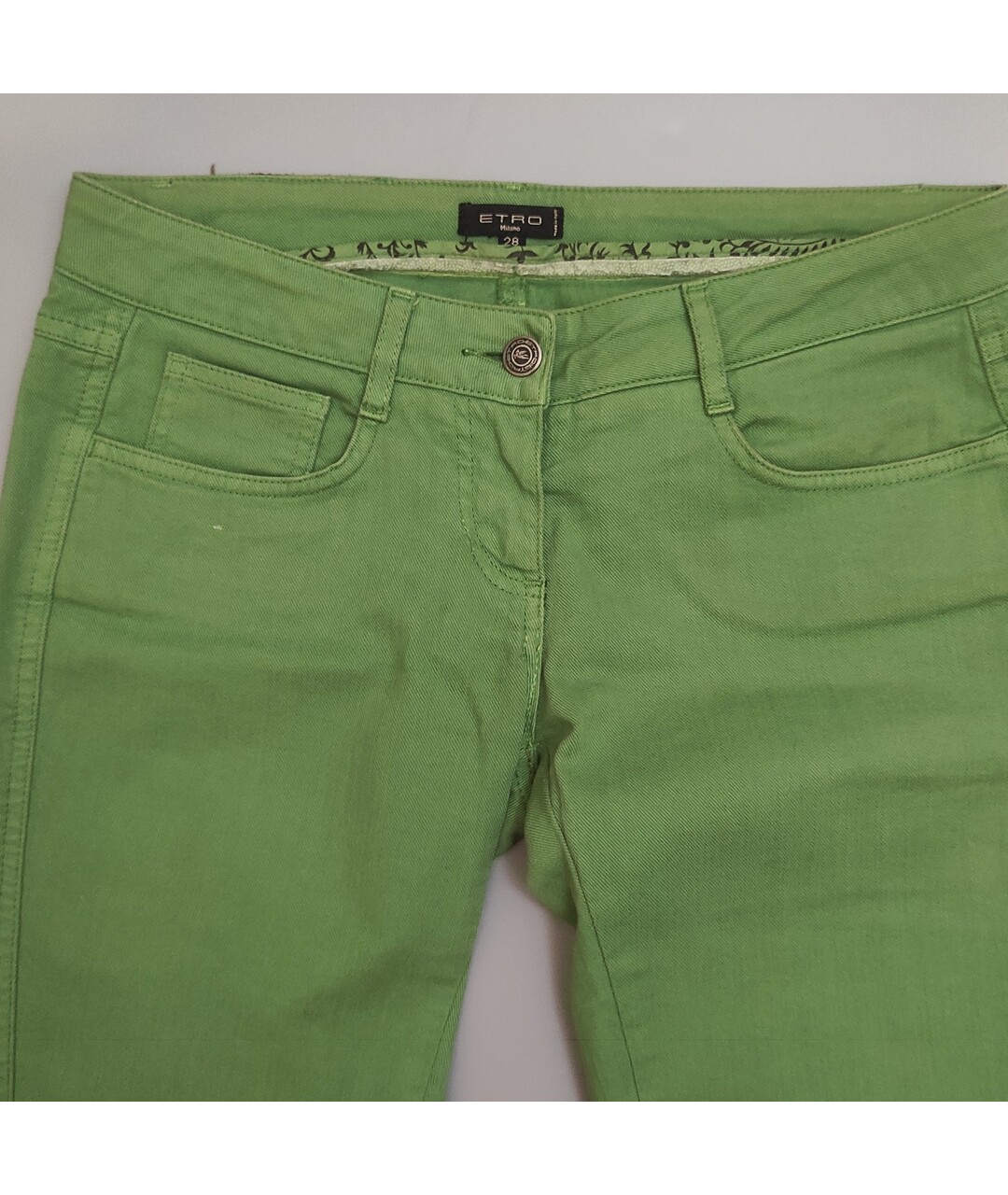 ETRO Зеленые хлопко-эластановые джинсы слим, фото 2