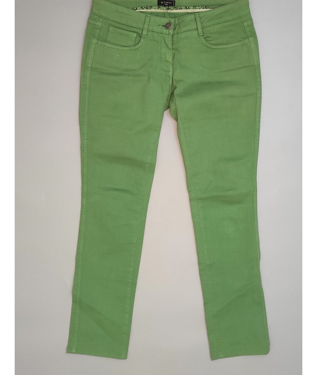 ETRO Зеленые хлопко-эластановые джинсы слим, фото 9