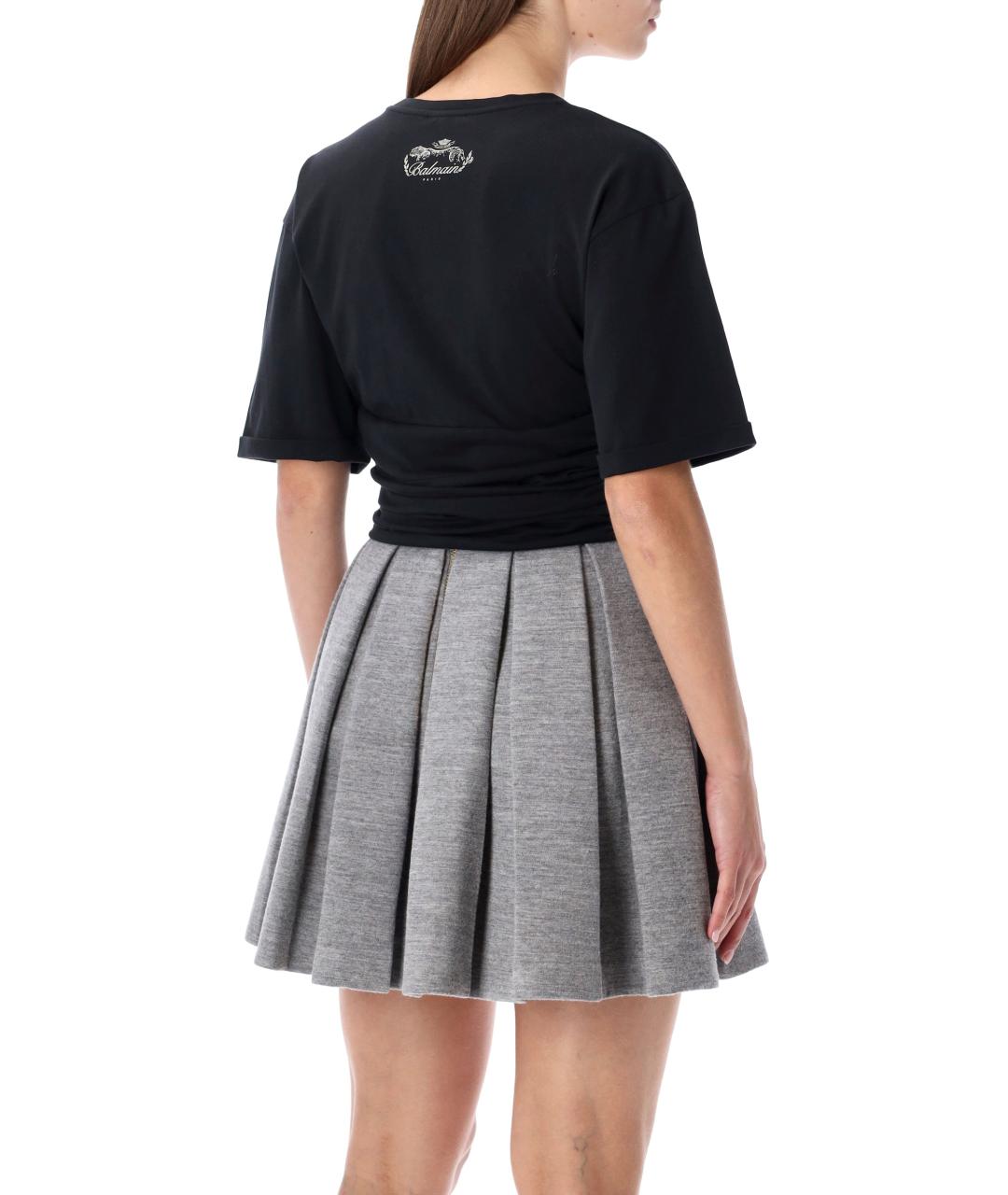 BALMAIN Черная хлопковая футболка, фото 3