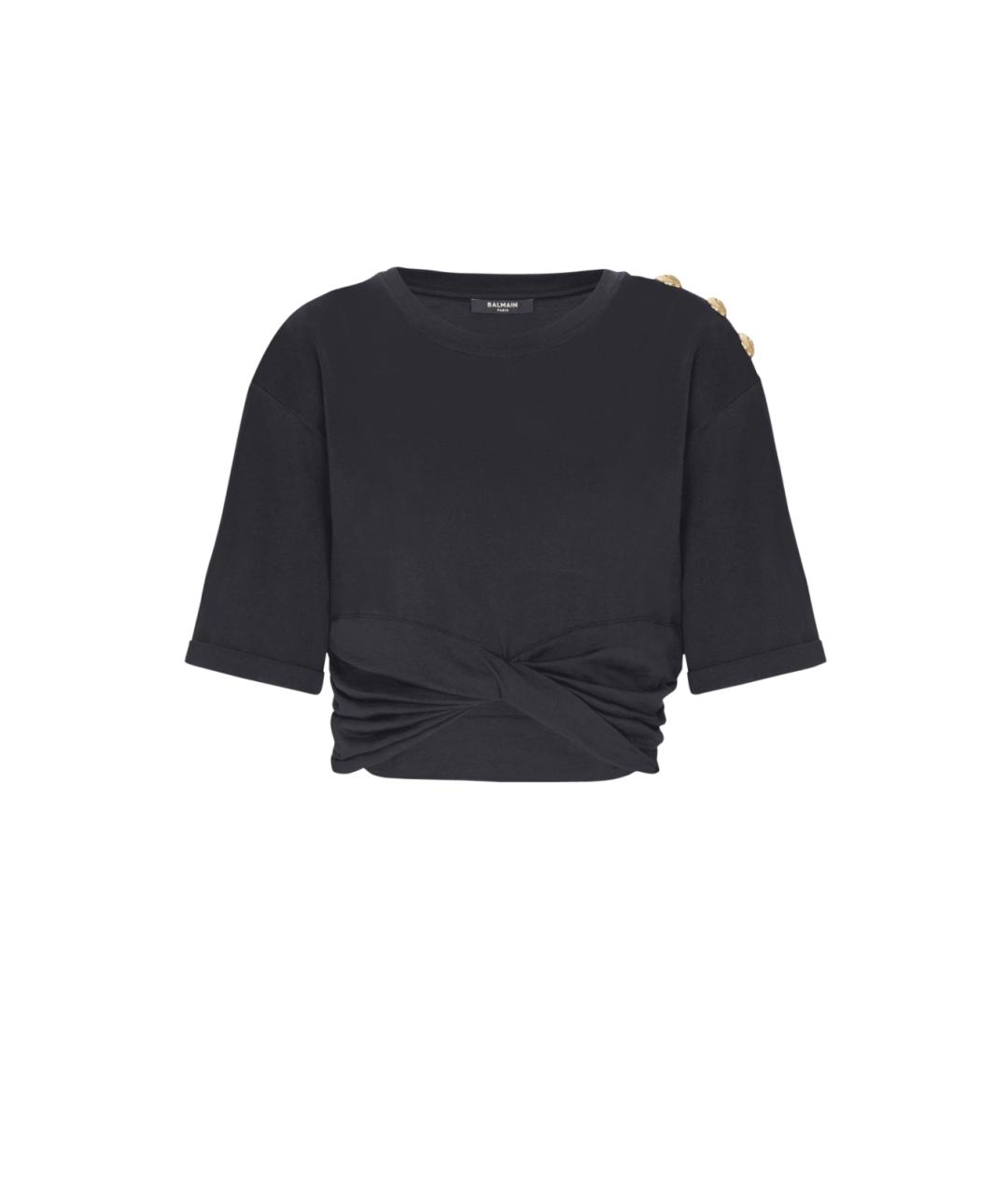 BALMAIN Черная хлопковая футболка, фото 1