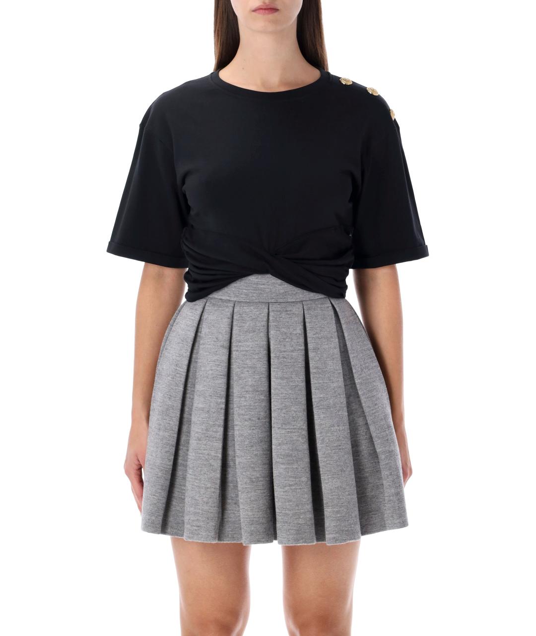 BALMAIN Черная хлопковая футболка, фото 2