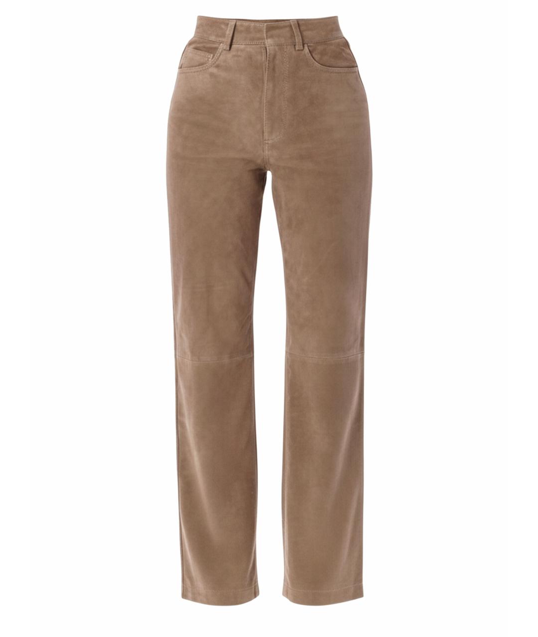 ROTATE Коричневые замшевые прямые брюки, фото 1