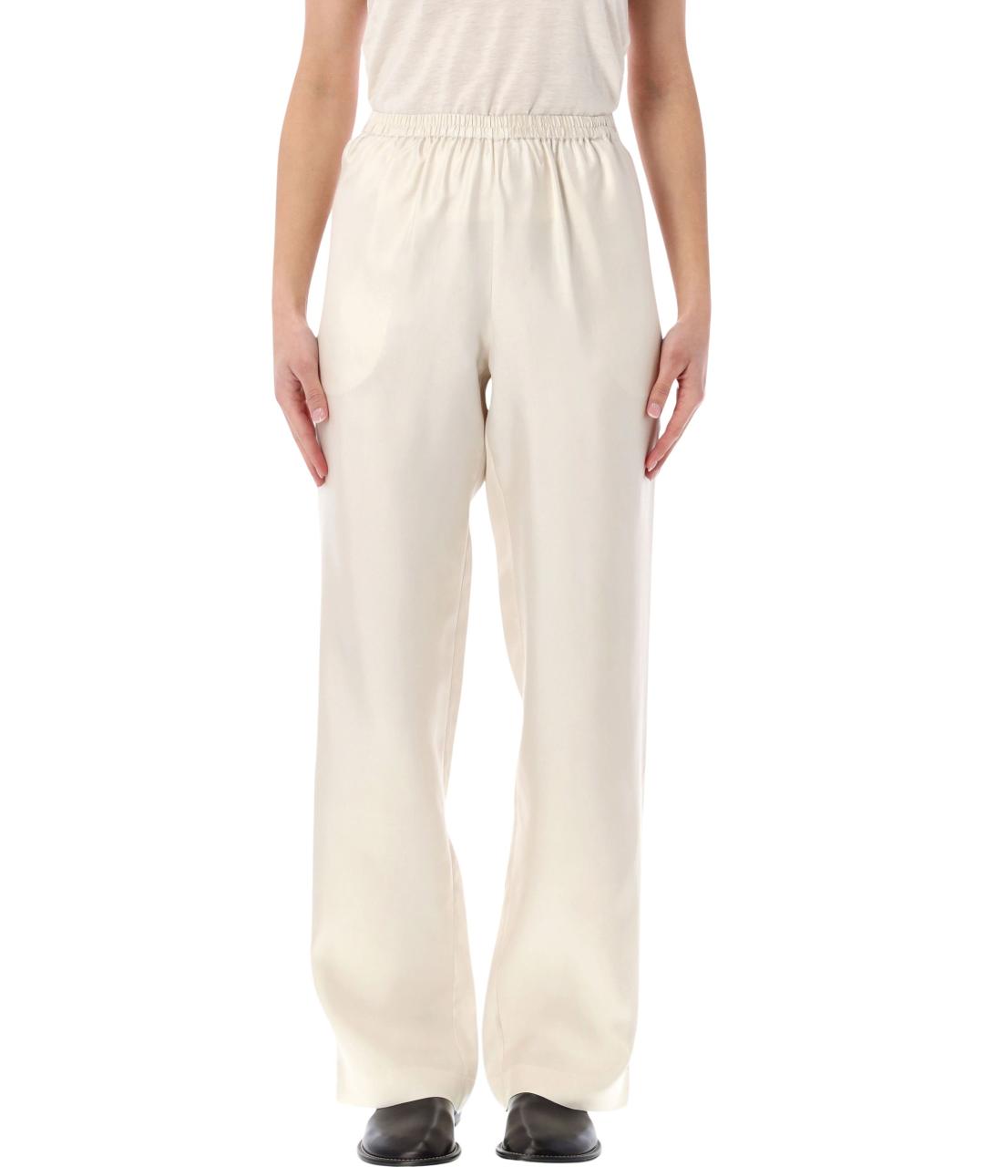 LOULOU STUDIO Белые шелковые прямые брюки, фото 1