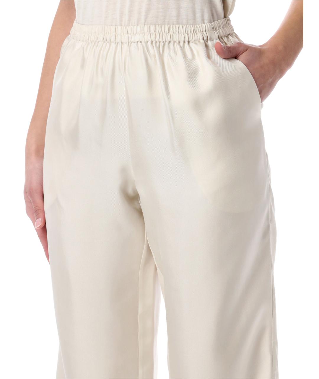 LOULOU STUDIO Белые шелковые прямые брюки, фото 3