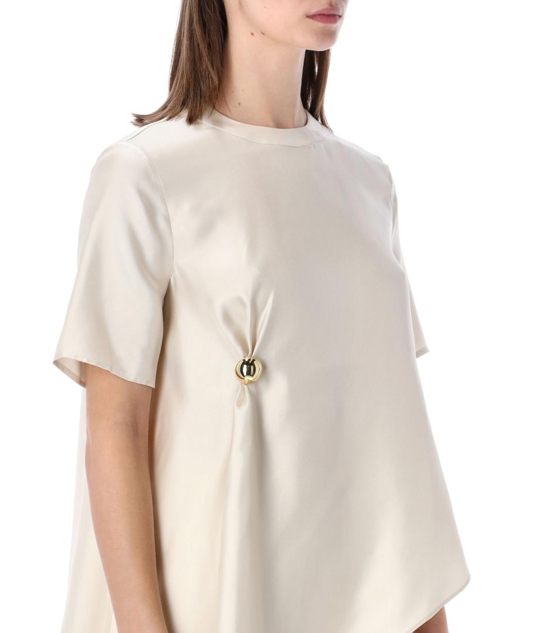 LOULOU STUDIO Белая шелковая футболка, фото 4