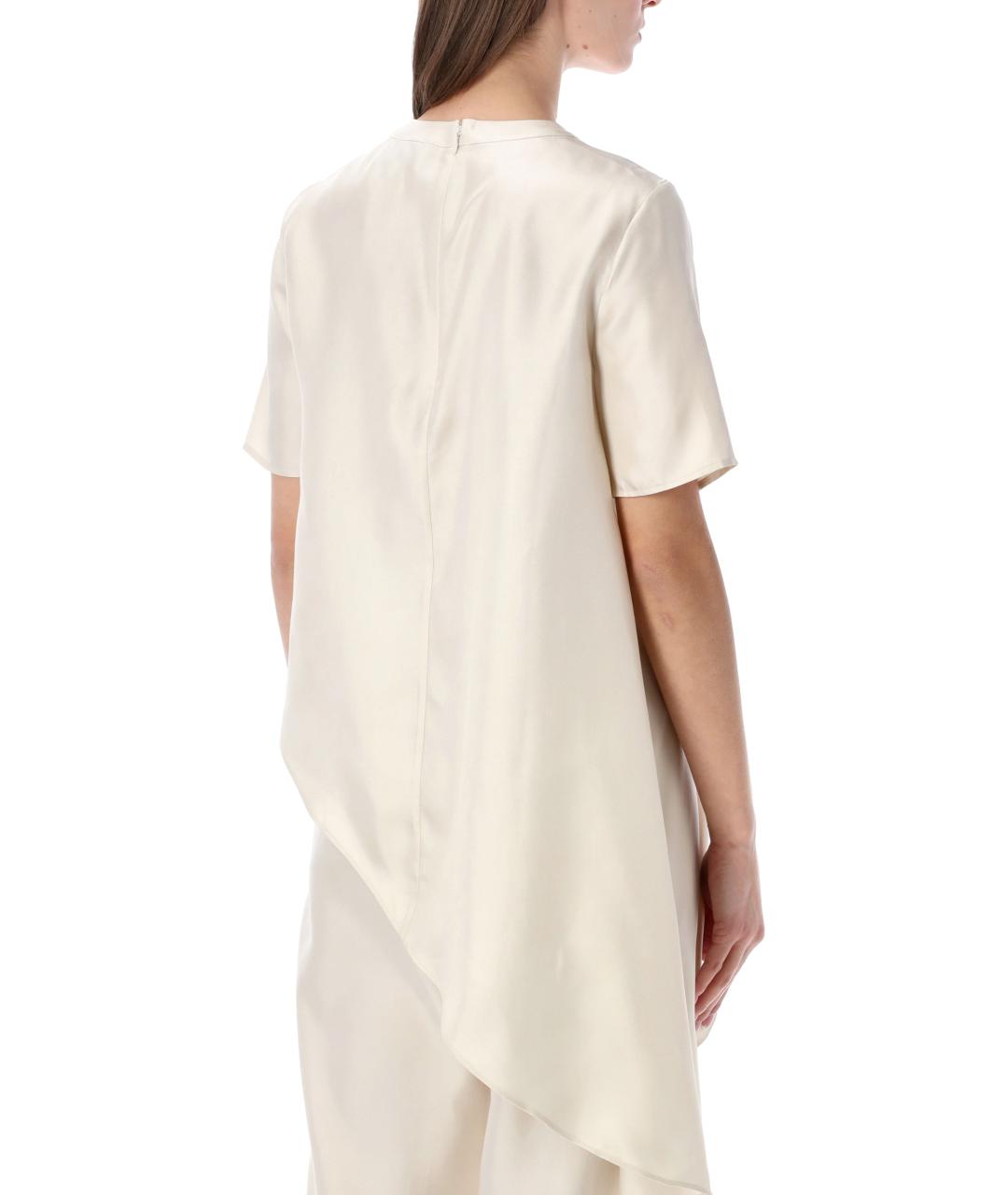 LOULOU STUDIO Белая шелковая футболка, фото 3