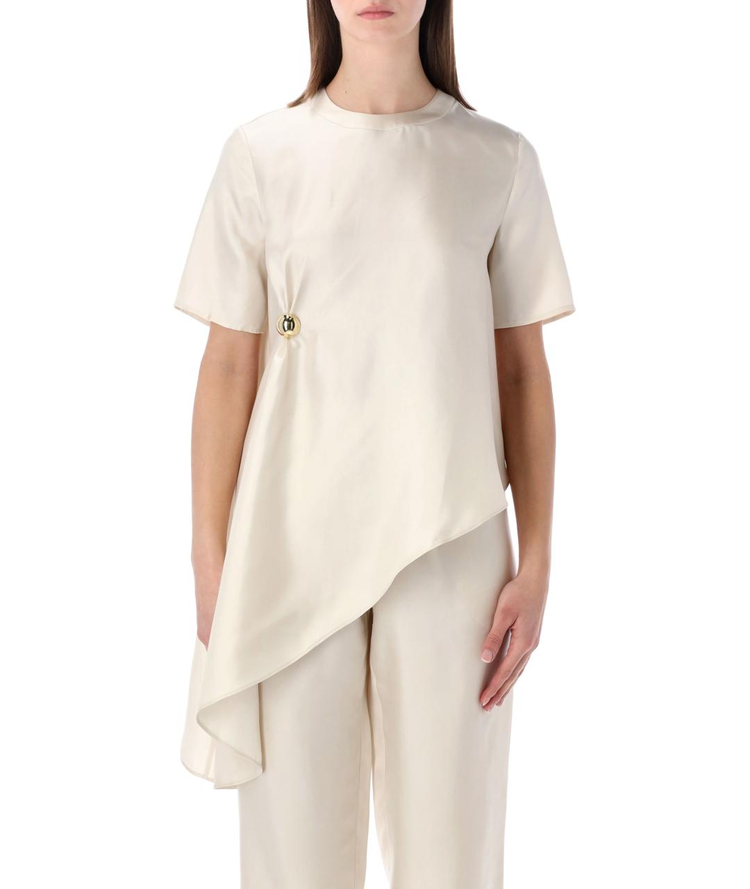 LOULOU STUDIO Белая шелковая футболка, фото 2