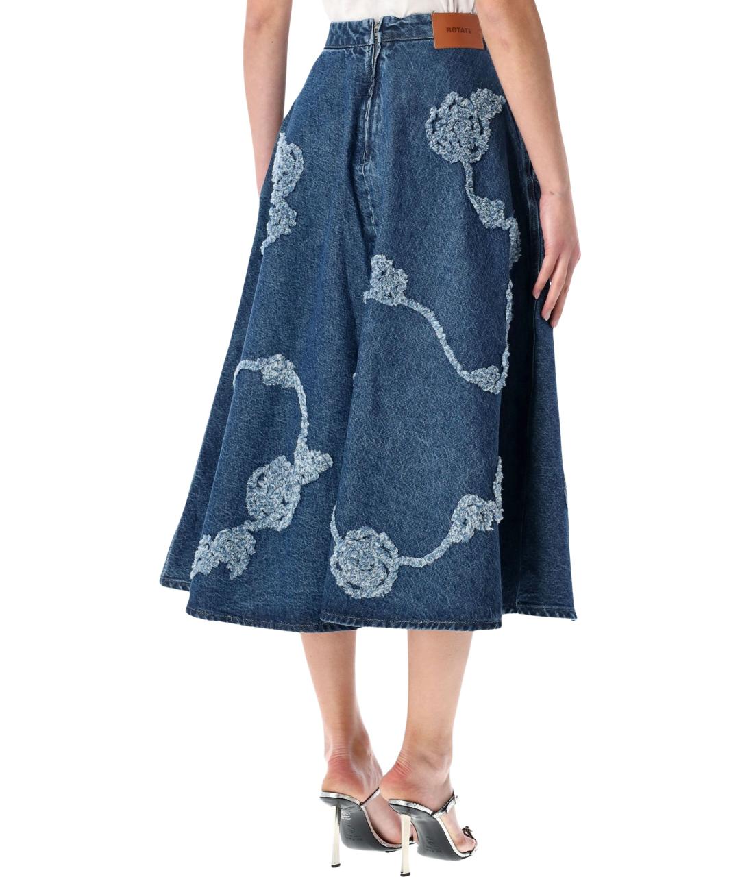 ROTATE Синяя хлопковая юбка миди, фото 2
