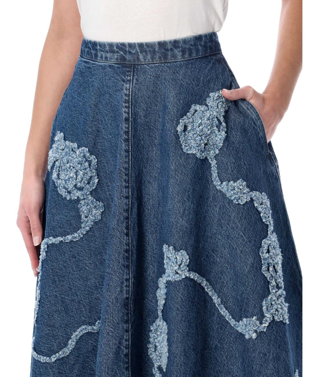 ROTATE Синяя хлопковая юбка миди, фото 3