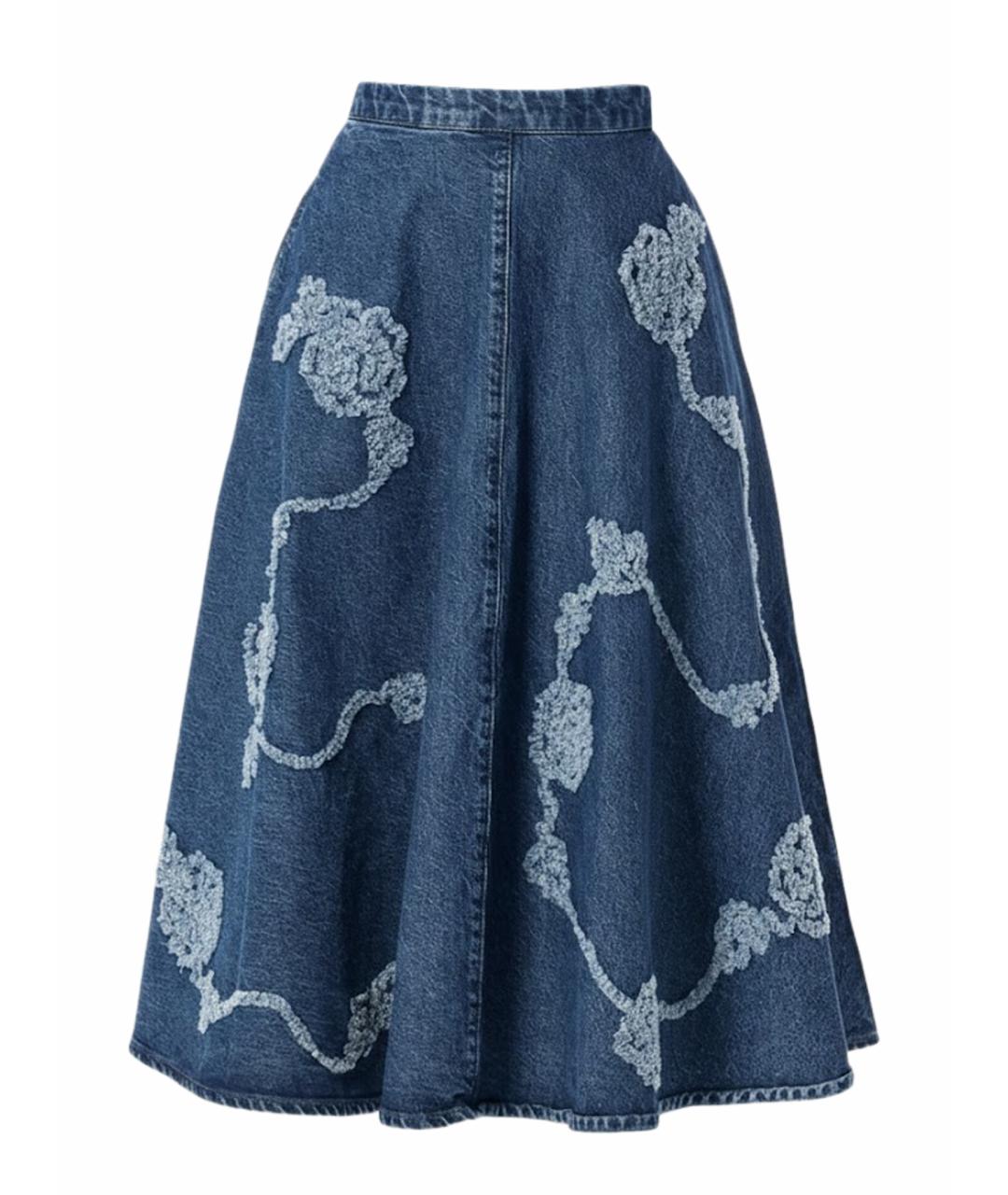 ROTATE Синяя хлопковая юбка миди, фото 1