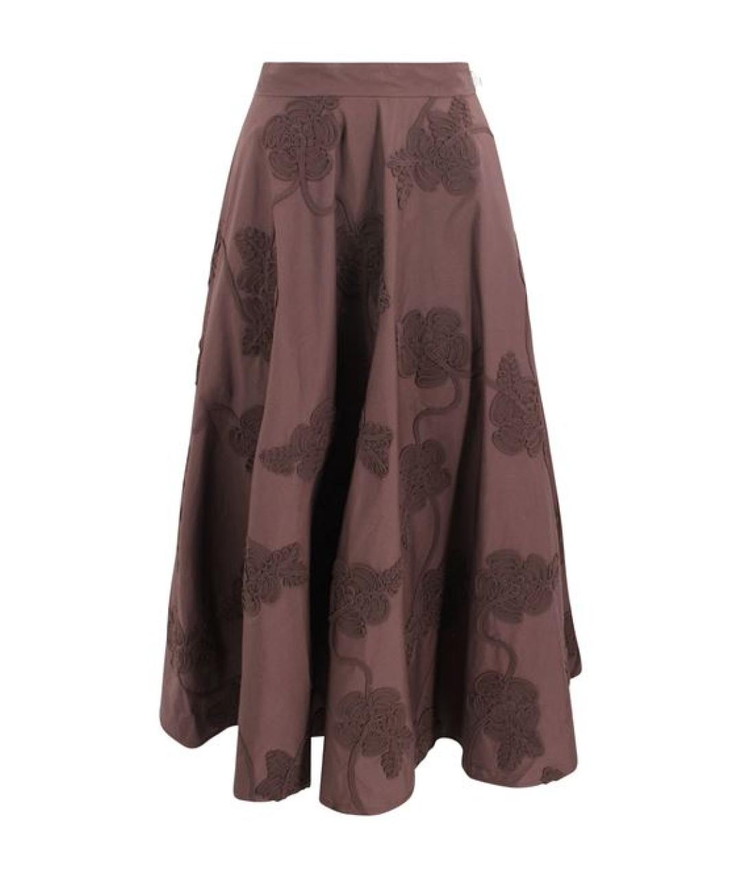 ROTATE Коричневая хлопковая юбка миди, фото 1