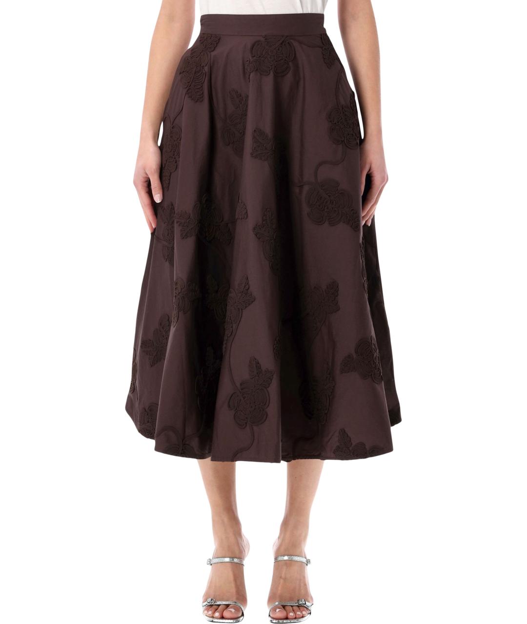 ROTATE Коричневая хлопковая юбка миди, фото 4