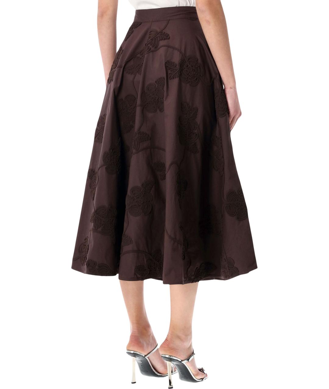 ROTATE Коричневая хлопковая юбка миди, фото 2