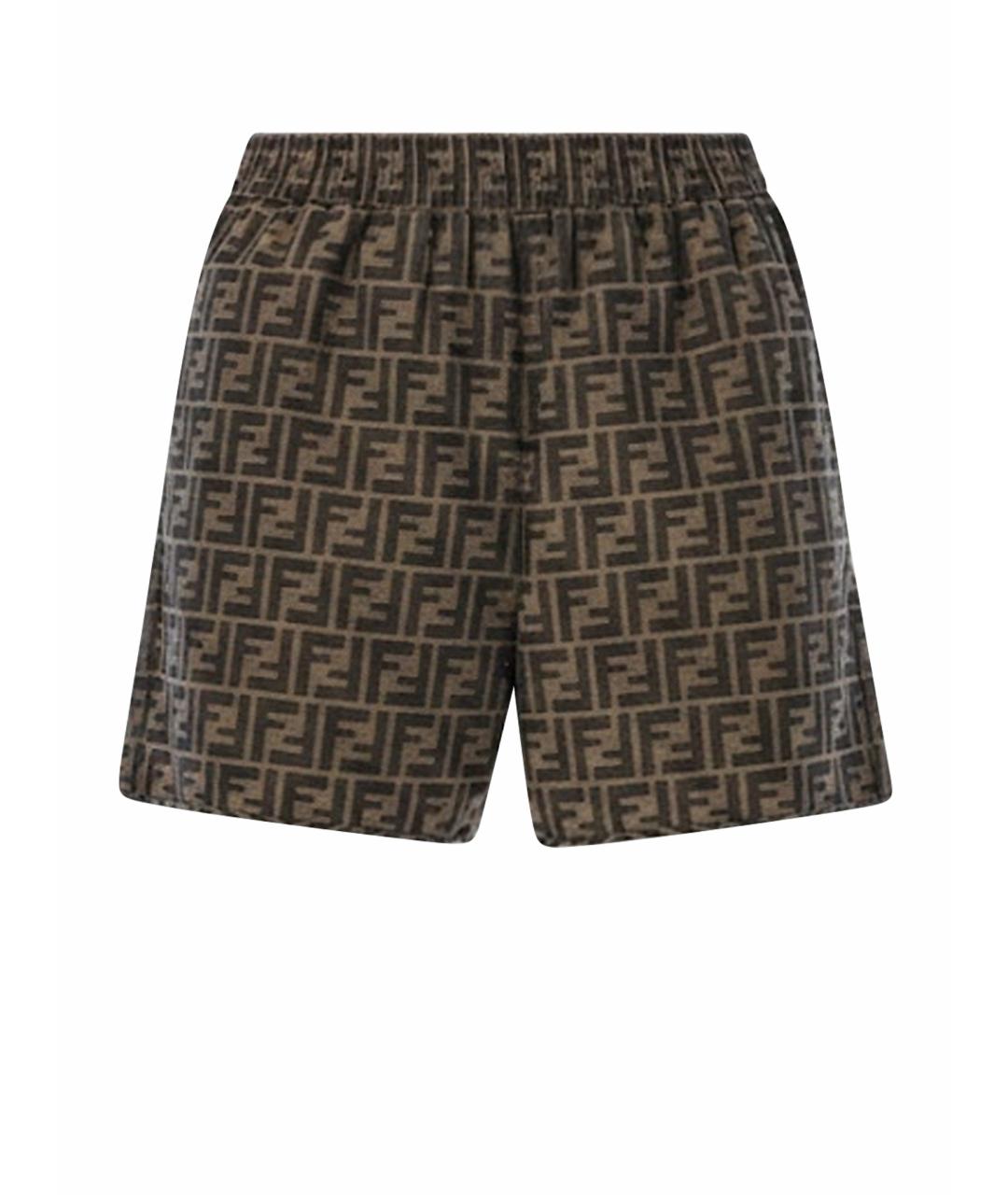 FENDI Коричневые полиэстеровые шорты, фото 1
