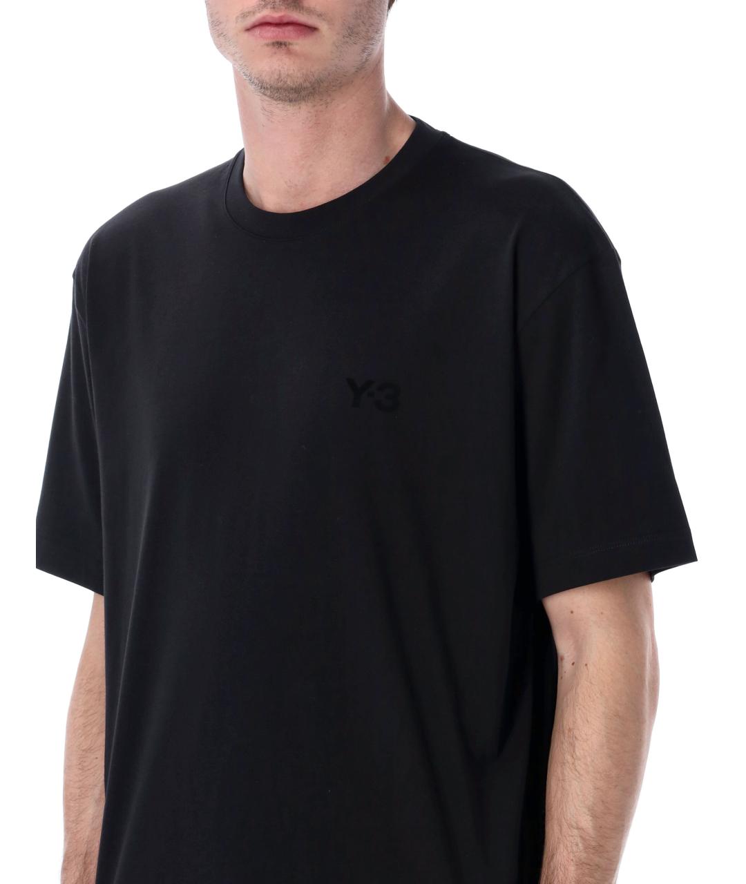 Y-3 Черная хлопковая футболка, фото 3