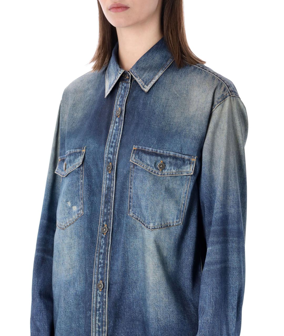 GOLDEN GOOSE DELUXE BRAND Синяя деним рубашка, фото 4