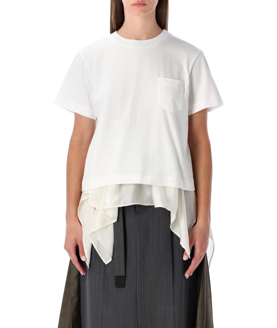 SACAI Белая хлопковая футболка, фото 2