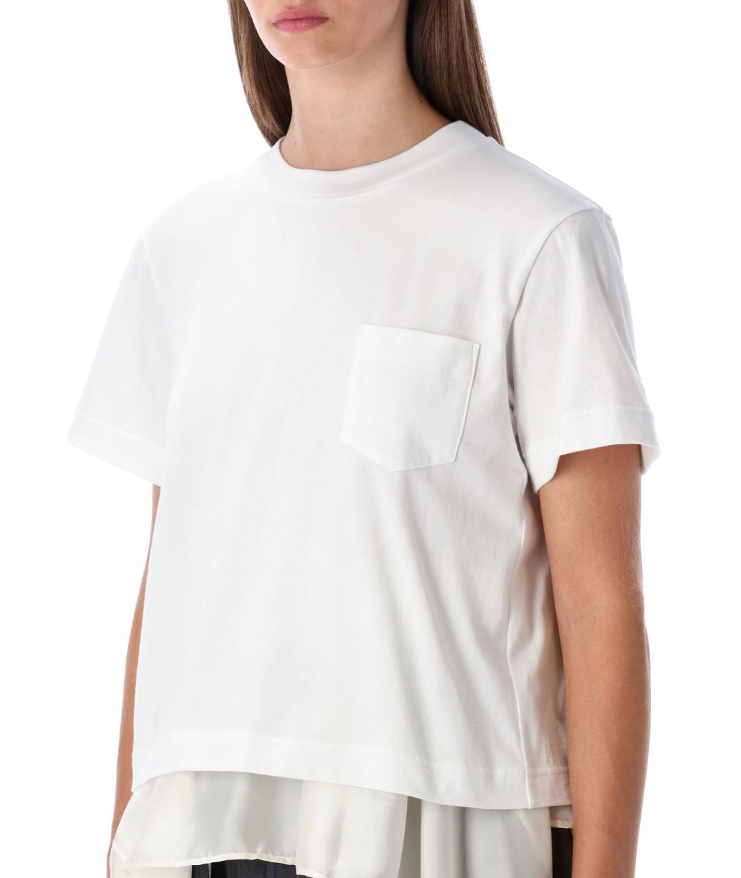 SACAI Белая хлопковая футболка, фото 4