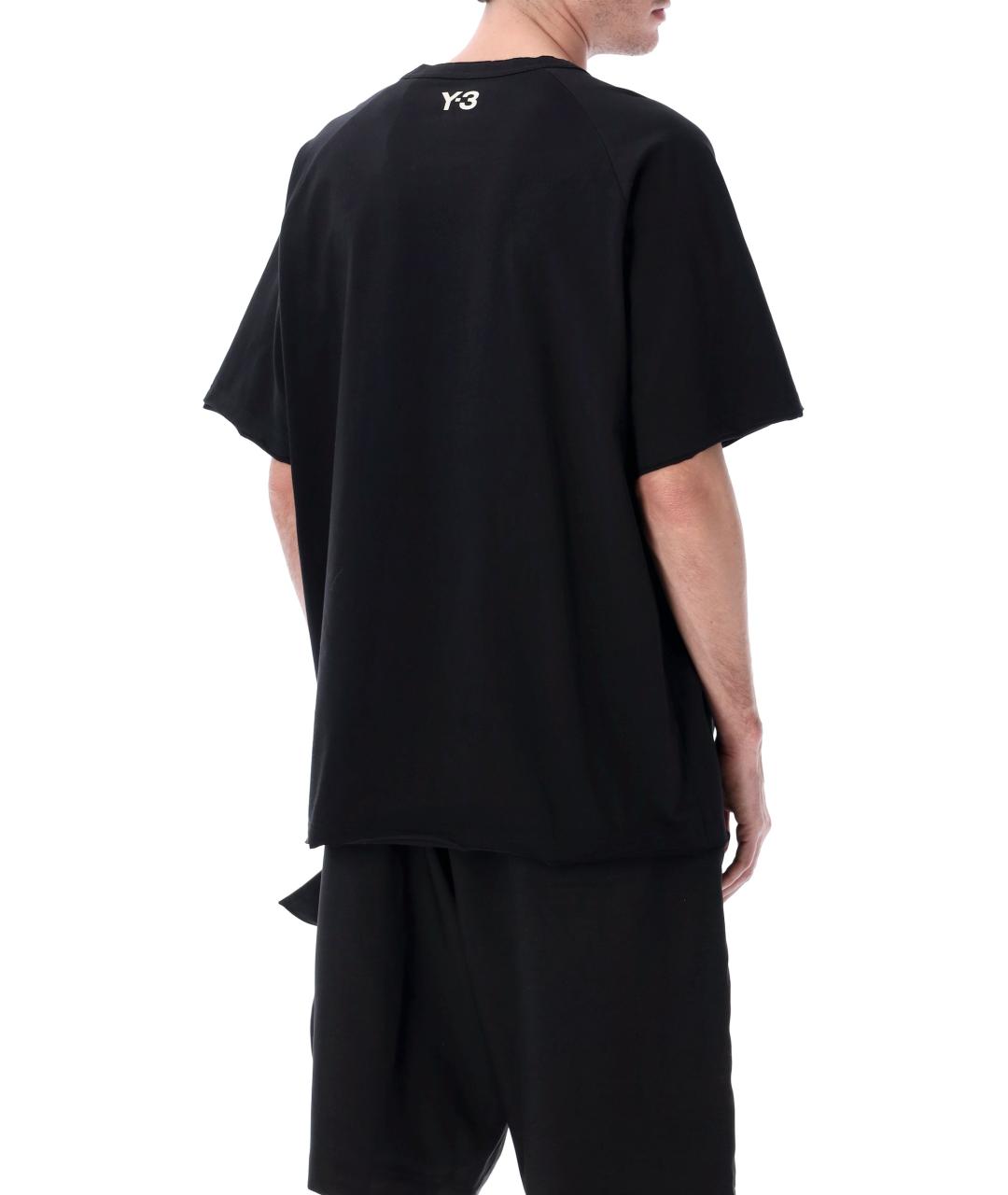 Y-3 Черная хлопковая футболка, фото 3