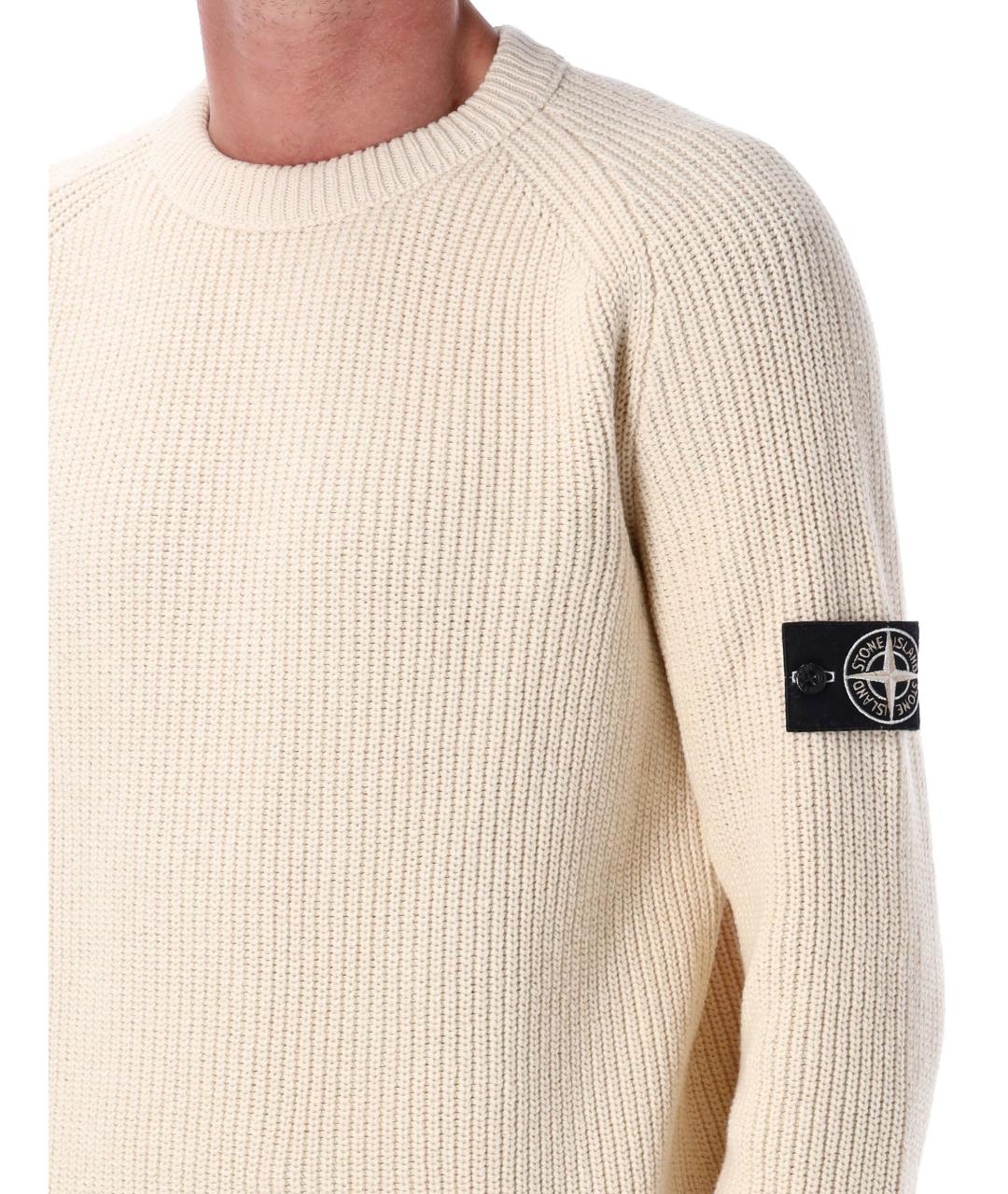 STONE ISLAND Бежевый хлопковый джемпер / свитер, фото 3