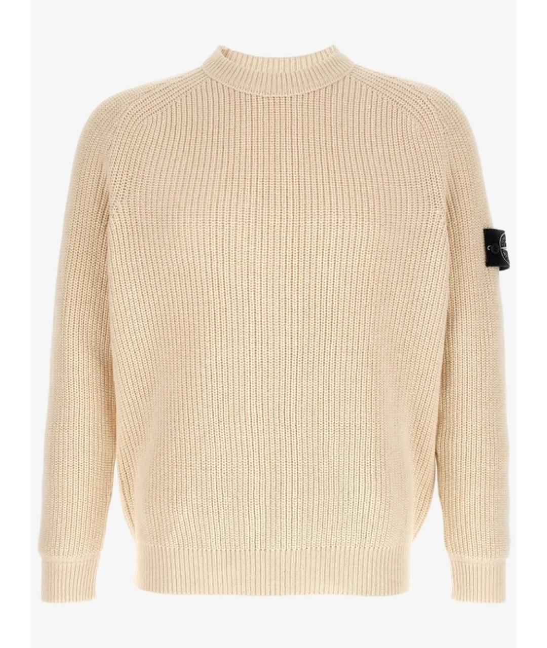 STONE ISLAND Бежевый хлопковый джемпер / свитер, фото 1