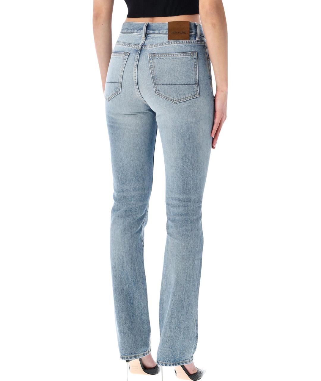 TOM FORD Голубые хлопковые прямые джинсы, фото 2
