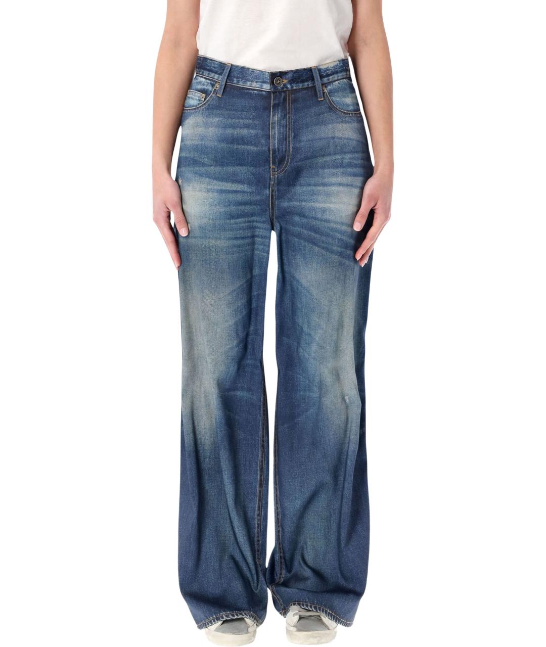 GOLDEN GOOSE DELUXE BRAND Синие полиэстеровые прямые брюки, фото 4