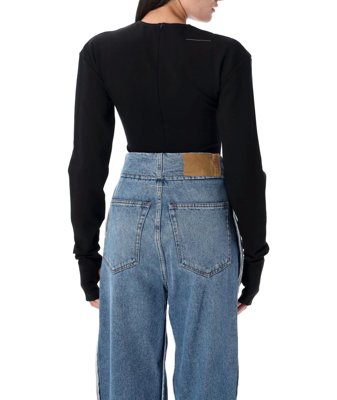 MM6 MAISON MARGIELA Черное вискозное боди, фото 3