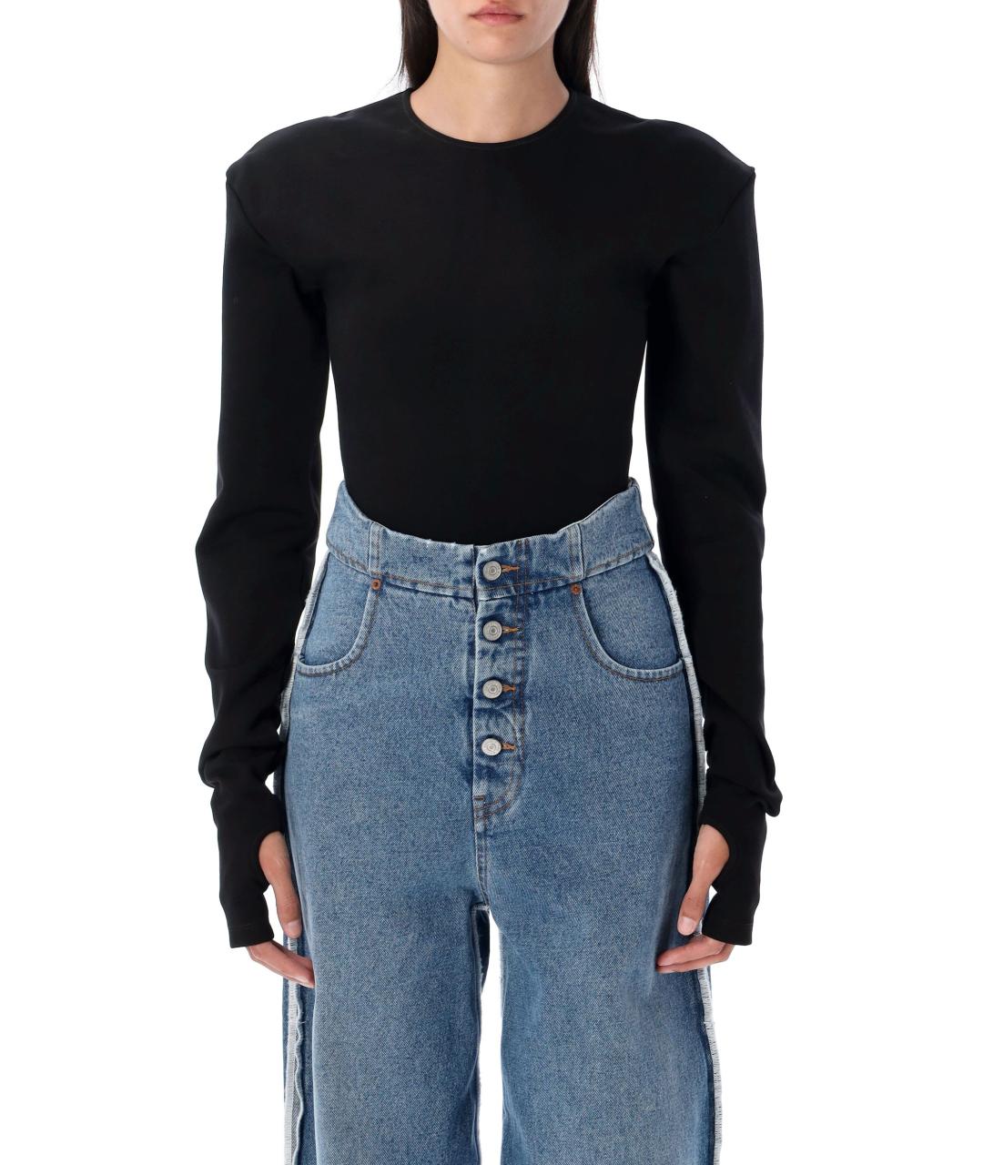 MM6 MAISON MARGIELA Черное вискозное боди, фото 2