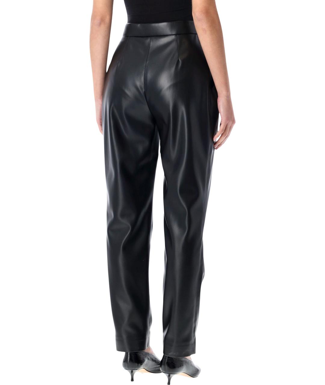 BALMAIN Черные кожаные прямые брюки, фото 2