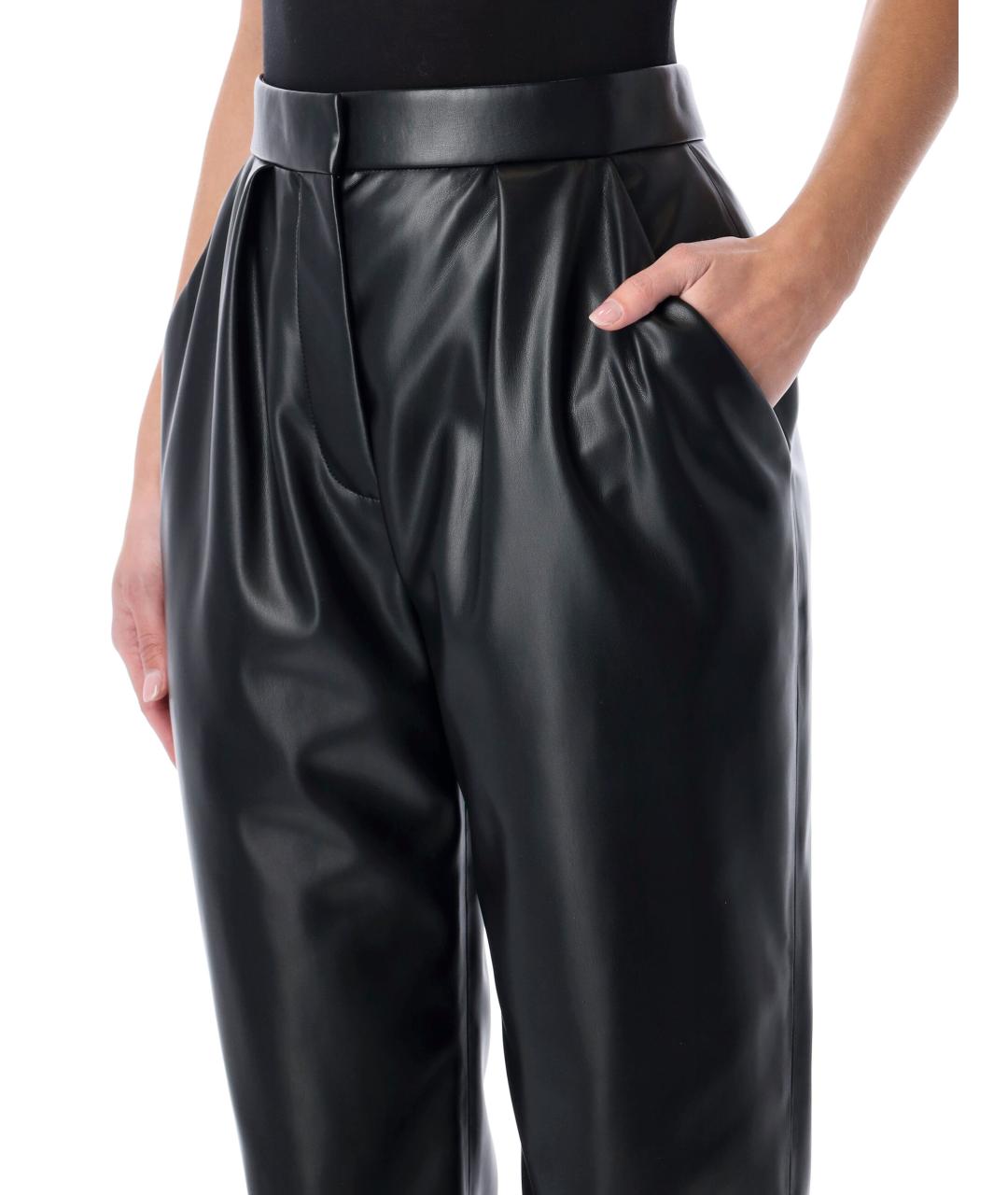BALMAIN Черные кожаные прямые брюки, фото 3