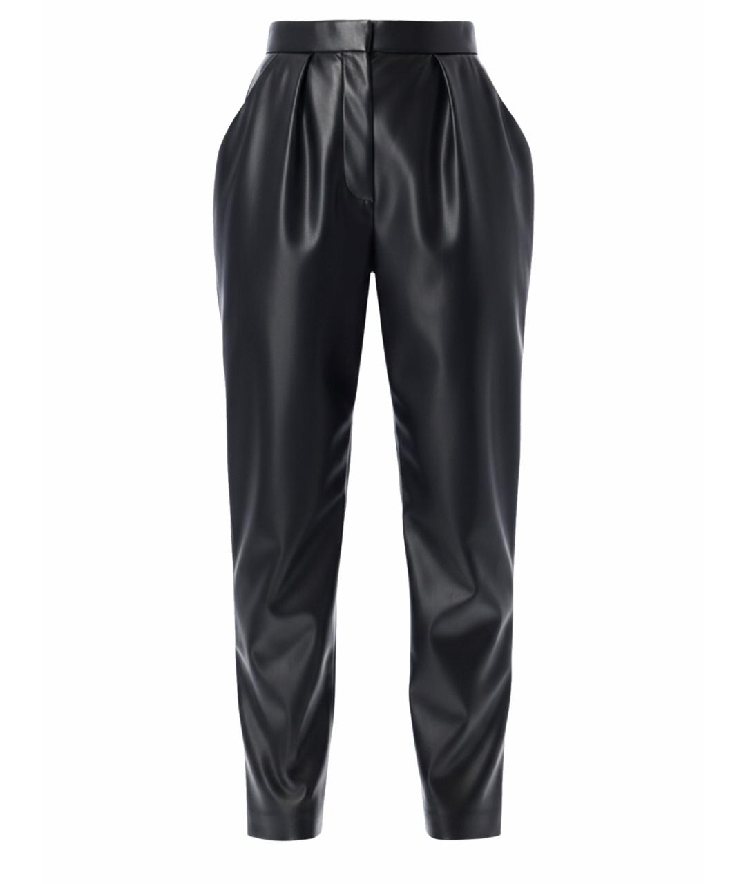 BALMAIN Черные кожаные прямые брюки, фото 1