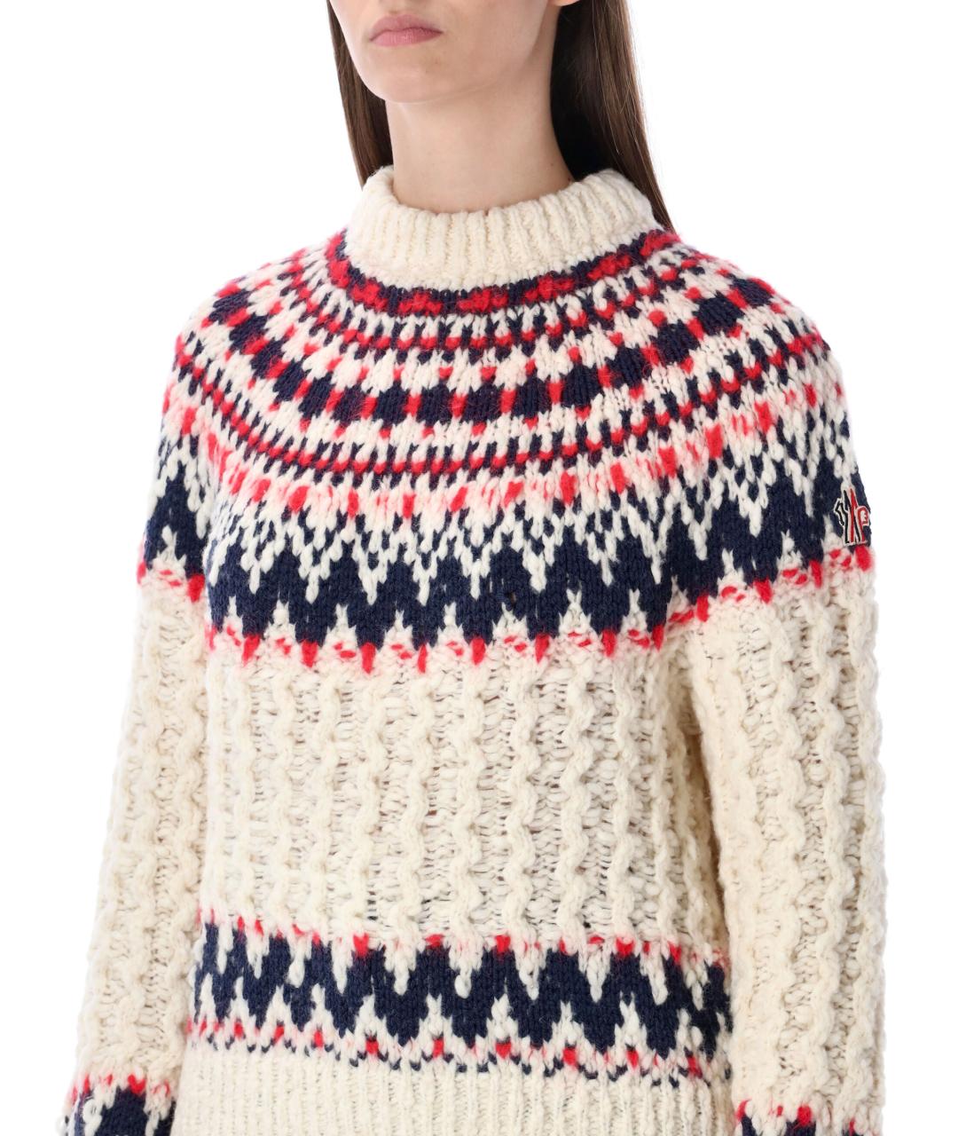 MONCLER GRENOBLE Бежевый шерстяной джемпер / свитер, фото 3