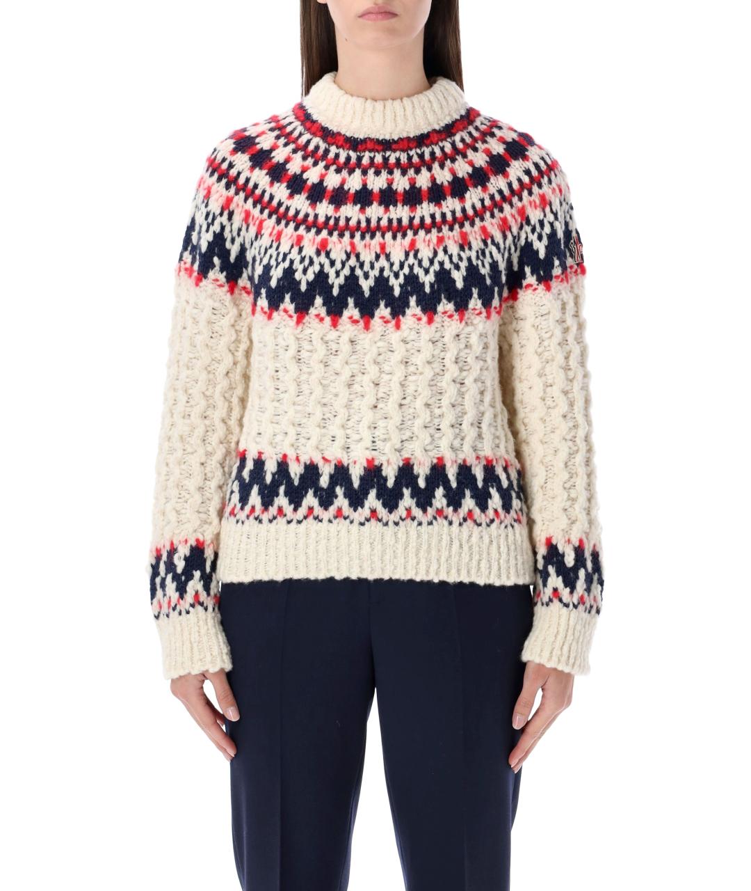 MONCLER GRENOBLE Бежевый шерстяной джемпер / свитер, фото 4