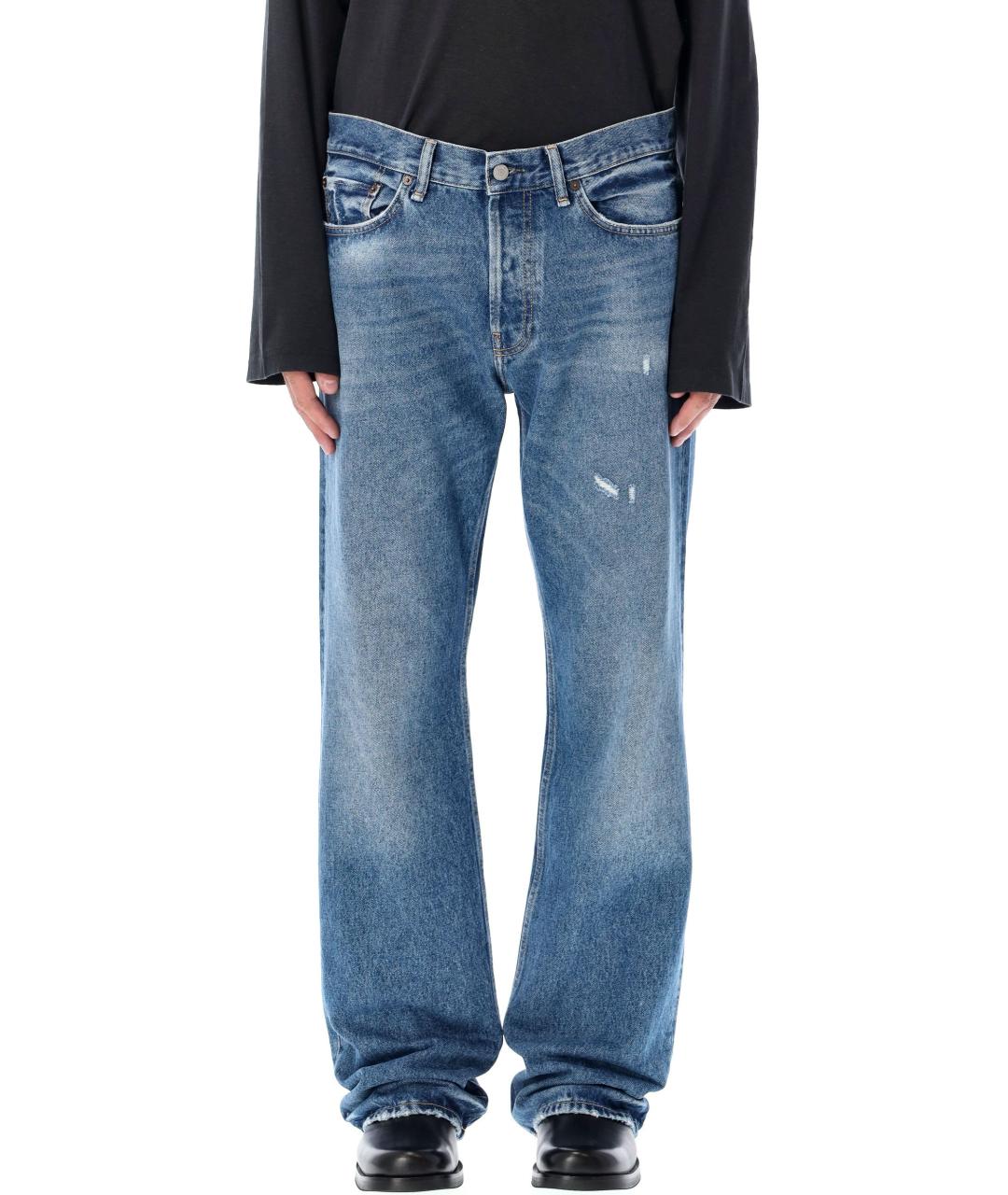 ACNE STUDIOS Синие хлопковые прямые джинсы, фото 2