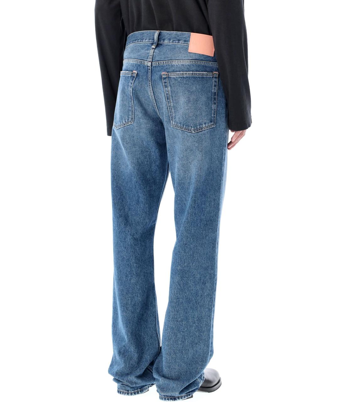 ACNE STUDIOS Синие хлопковые прямые джинсы, фото 3