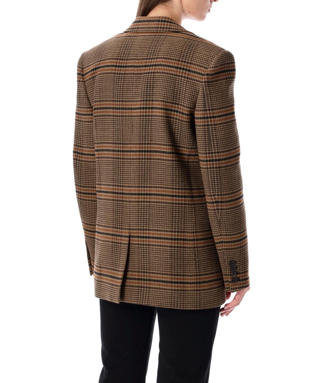 SAINT LAURENT Коричневый шерстяной жакет/пиджак, фото 3