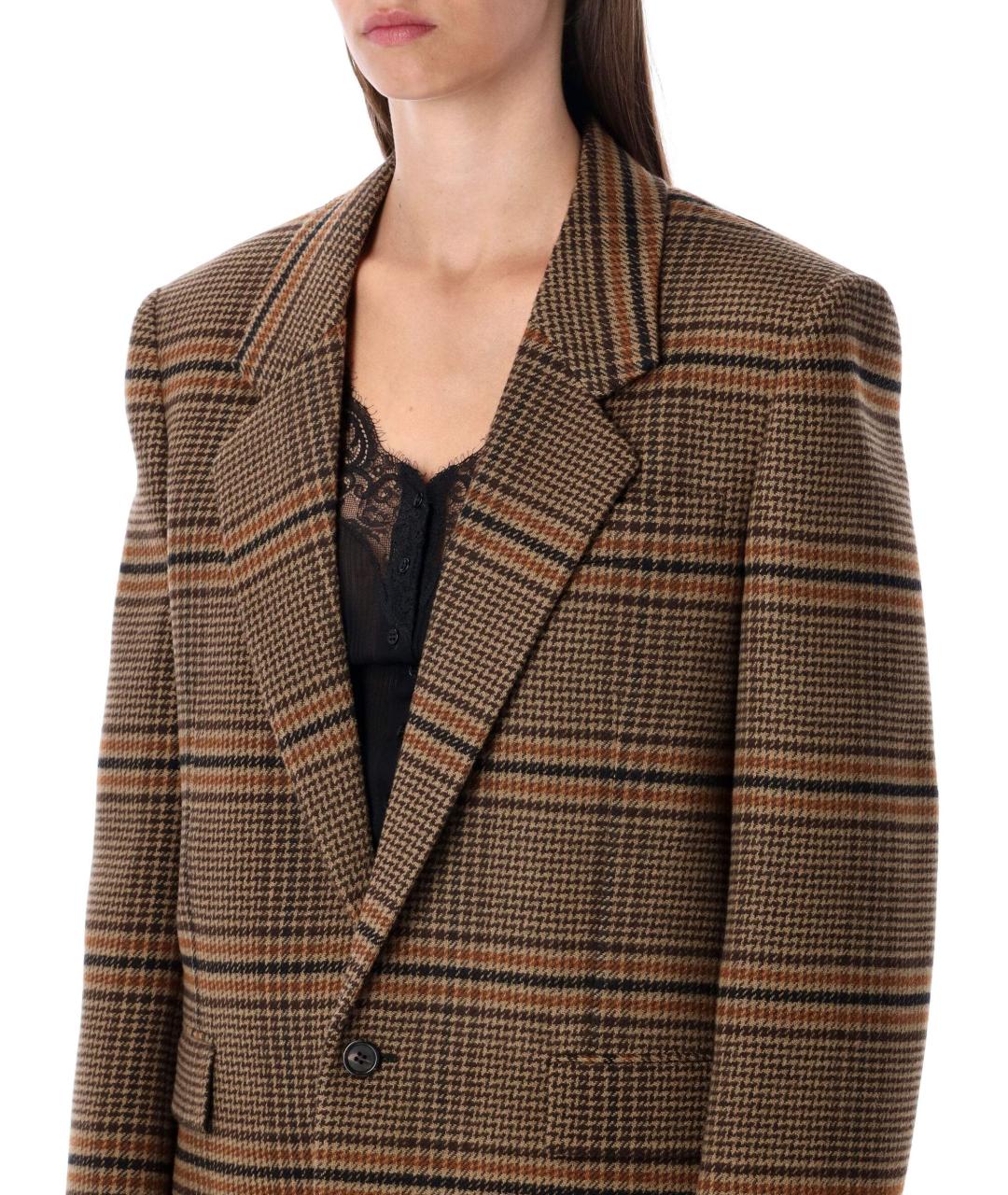 SAINT LAURENT Коричневый шерстяной жакет/пиджак, фото 4