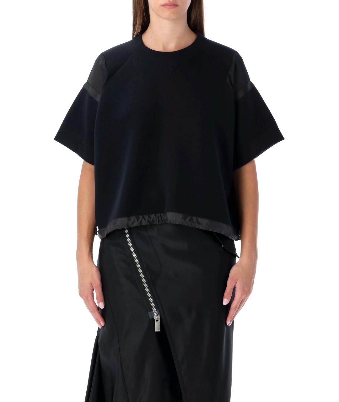 SACAI Черная хлопковая футболка, фото 2