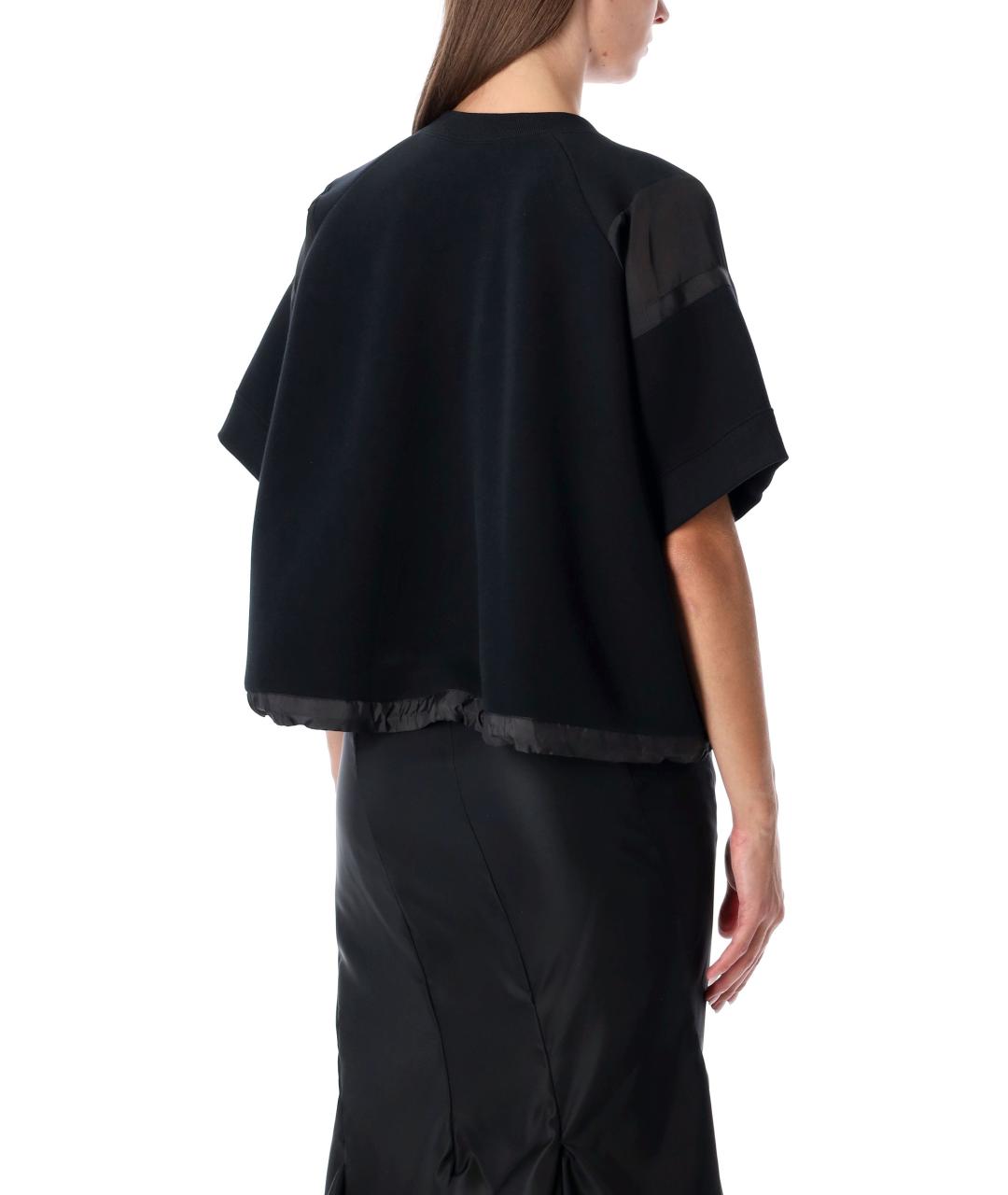 SACAI Черная хлопковая футболка, фото 3