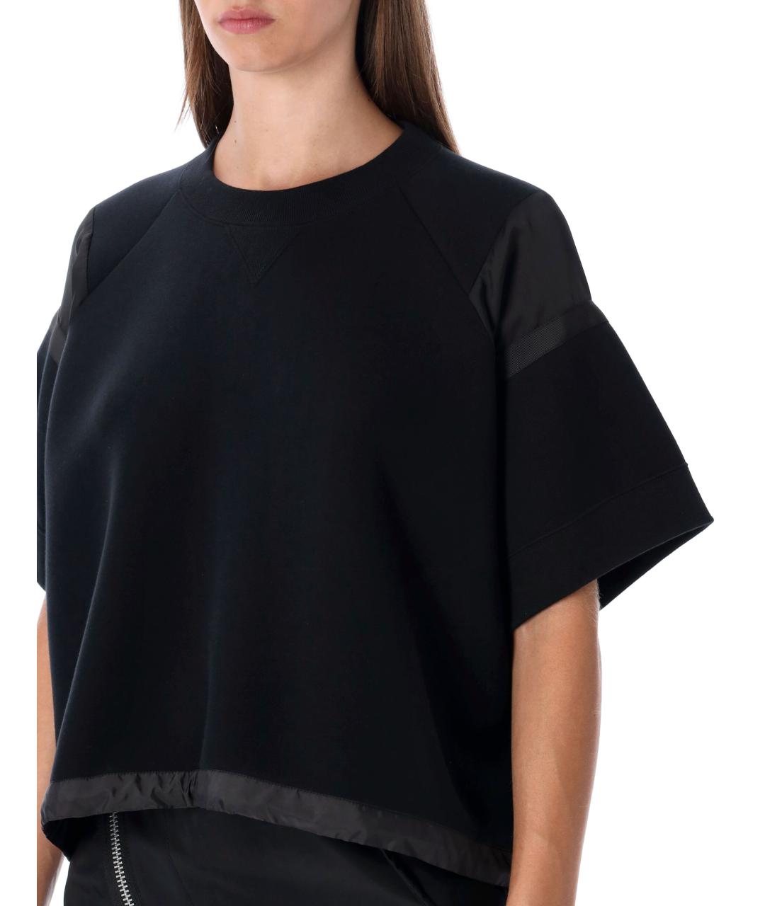 SACAI Черная хлопковая футболка, фото 4