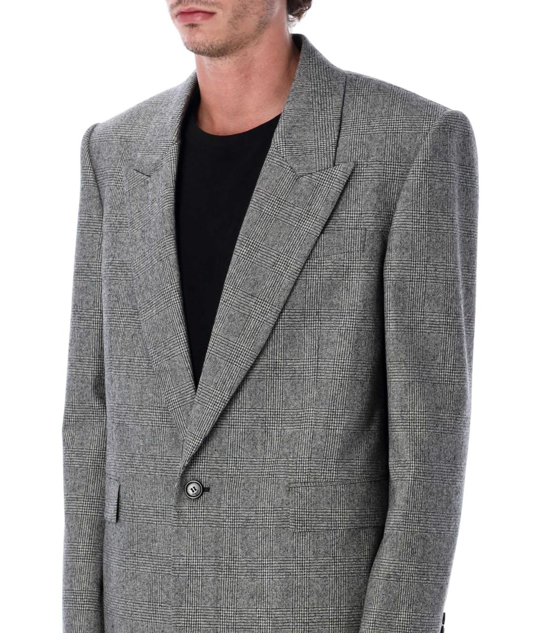 SAINT LAURENT Серый шерстяной пиджак, фото 3