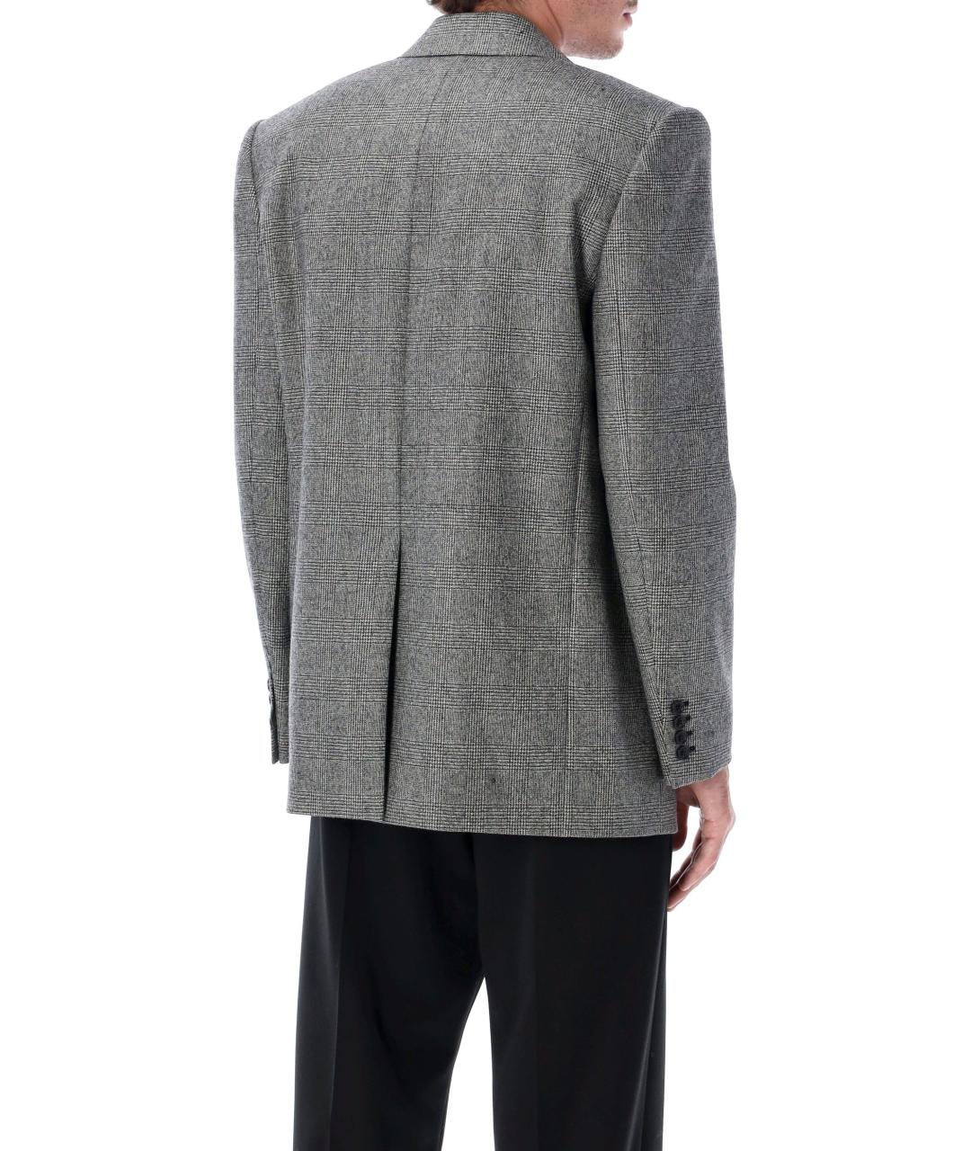 SAINT LAURENT Серый шерстяной пиджак, фото 2