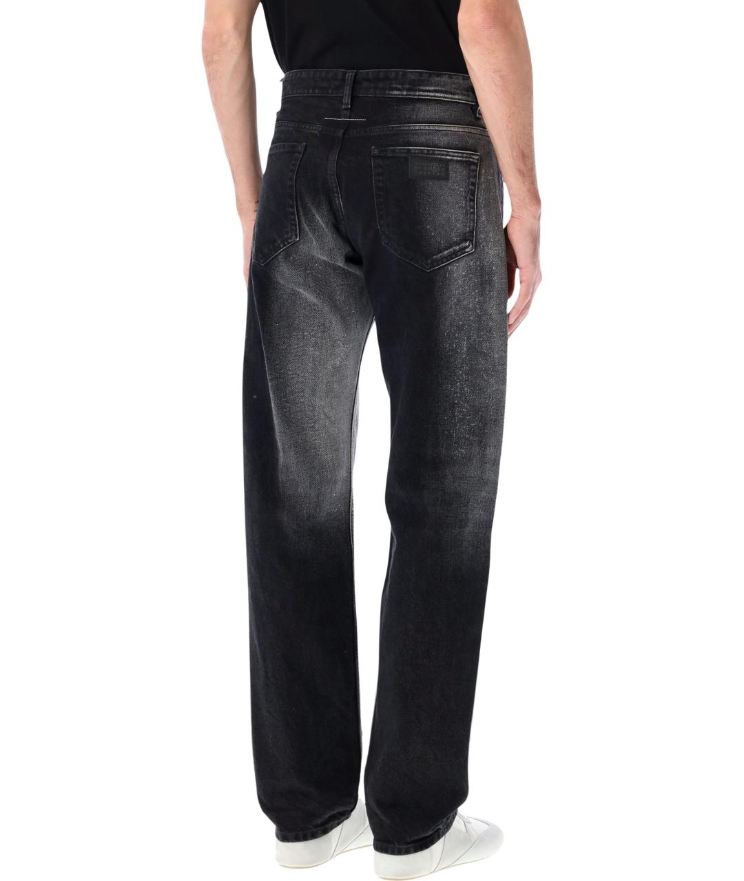 MM6 MAISON MARGIELA Черные хлопковые прямые джинсы, фото 2