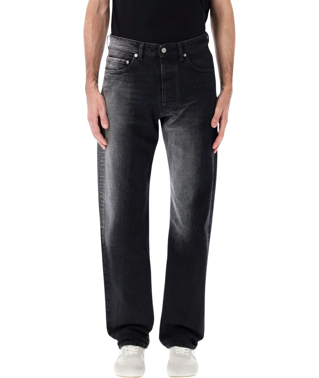 MM6 MAISON MARGIELA Черные хлопковые прямые джинсы, фото 4