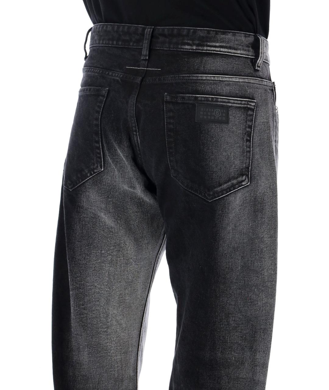 MM6 MAISON MARGIELA Черные хлопковые прямые джинсы, фото 3